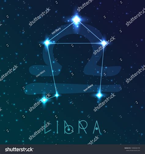Libra Zodiac Sign Vector Illustration With Constellations And Hand