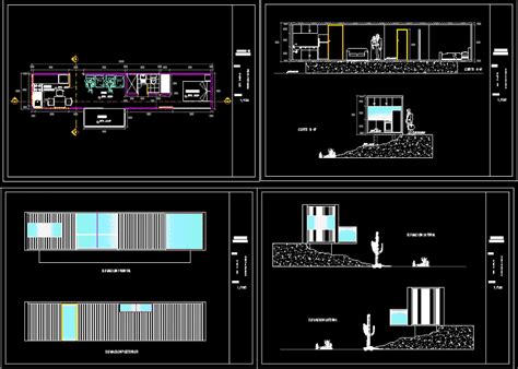 recycled ocean container housing dwg plan  autocad