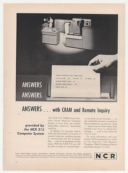 1963 Ncr 315 Cram Computer System Print Ad