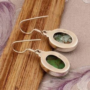 Sterling Silver Green Copper Turquoise Earrings Designer Etsy