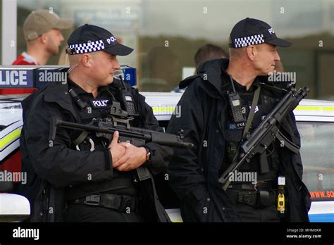 British Police Authorised Firearms Officer Stock Photo Alamy