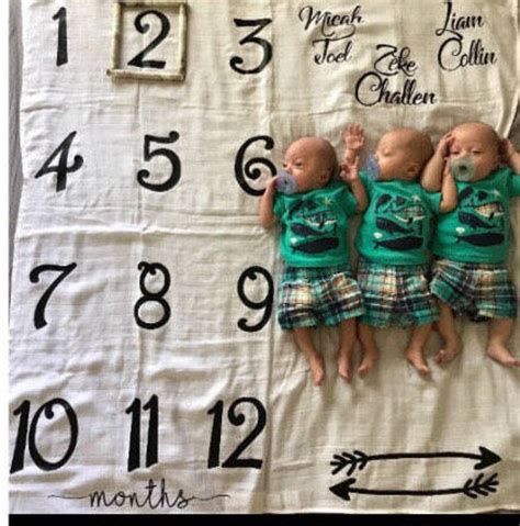 Multiple Babies Monthly Blanket Triplet T Triplet Babies Etsy