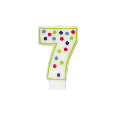 Way To Celebrate Number 7 Shaped Multi Color Polka Dot Birthday Candle