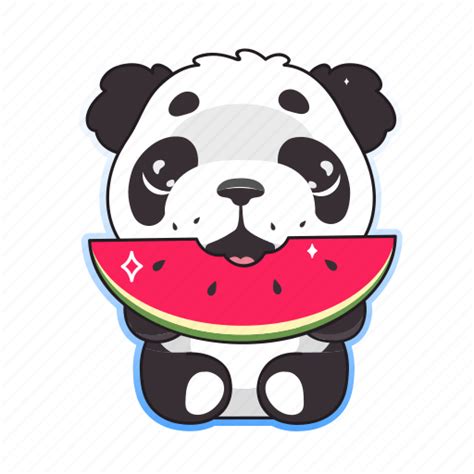 Kawaii Panda Bear Eat Watermelon Illustration Download On Iconfinder