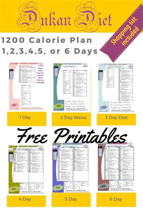 1200 Calorie Diet Menu Printable