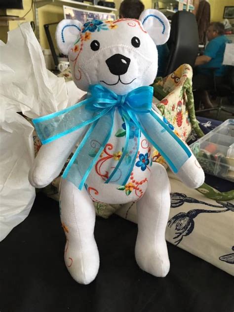 Handmade Soft Cuddly Jointed Embroidered Memory Bear Can Be