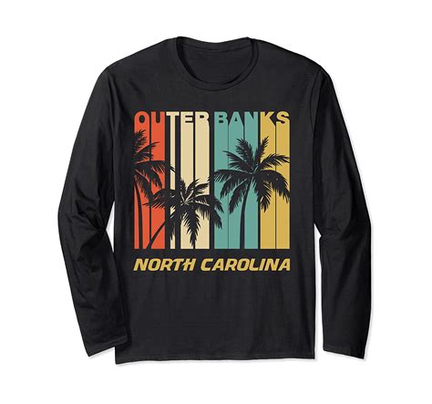 Retro Outer Banks North Carolina Palm Trees Vacation Long Sleeve T Shirt