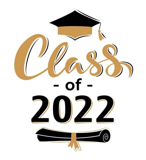 Class Of 2022 Greeting Lettering Sign With Academic Cap And Diploma