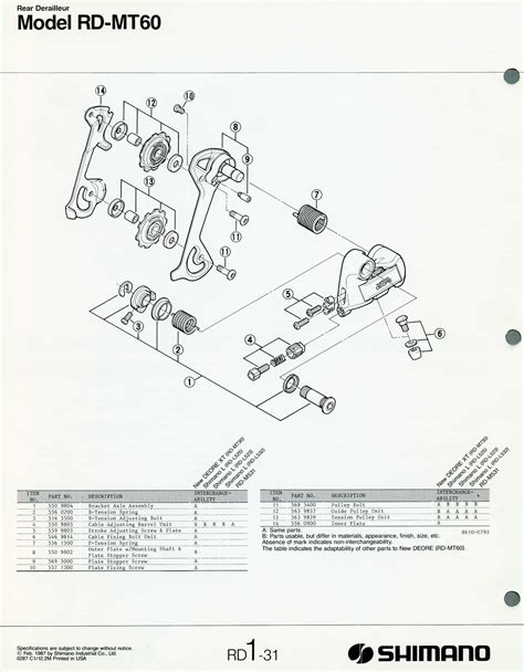 Shimano Spare Parts Catalogue 1987 Scan 10
