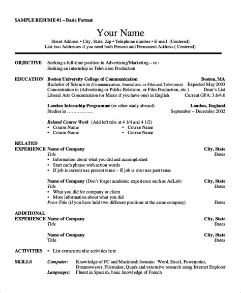 Basic Resume Format Template