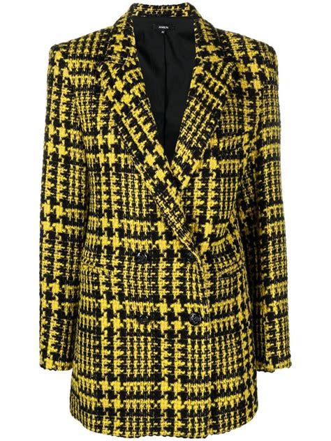 Amen Houndstooth Double Breasted Blazer Farfetch