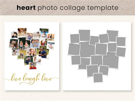 Heart Photo Collage Template Heart Shaped Square Photo Etsy