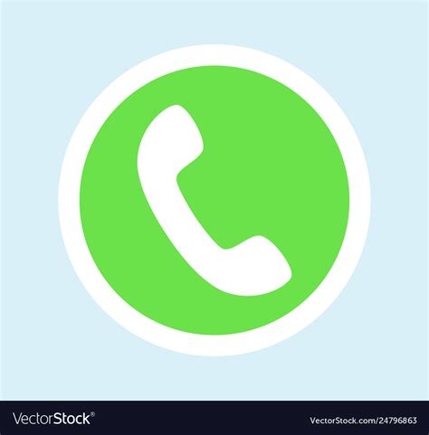 Round Green Button For Call With Phone Icon Vector Image