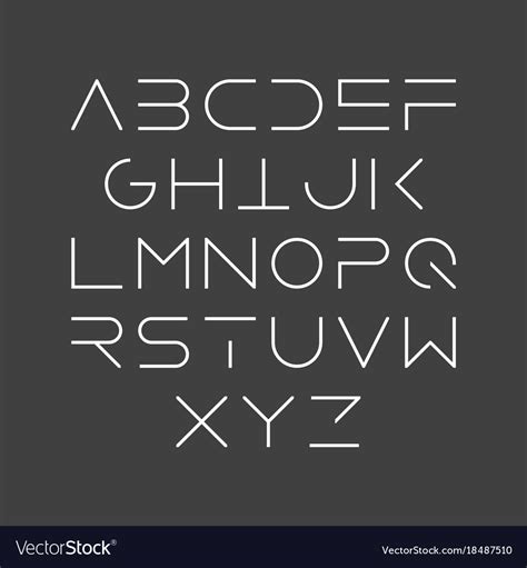 Thin Line Style Linear Uppercase Modern Font Vector Image