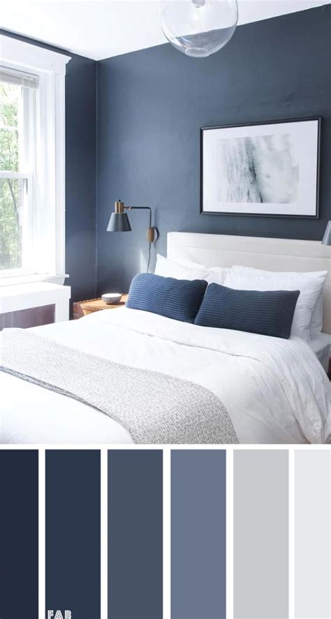 Dark Blue And Light Grey Bedroom Color Scheme In 2021 Grey Colour