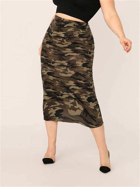 Shein Plus Camo Bodycon Skirt Stile Di Moda Stile Mimetico Gonne