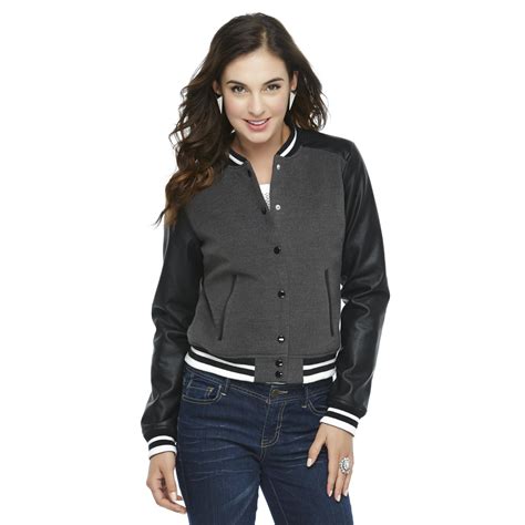 buy rocawear women varsity fleece w vegan leather sleeve varsity jacket cream large