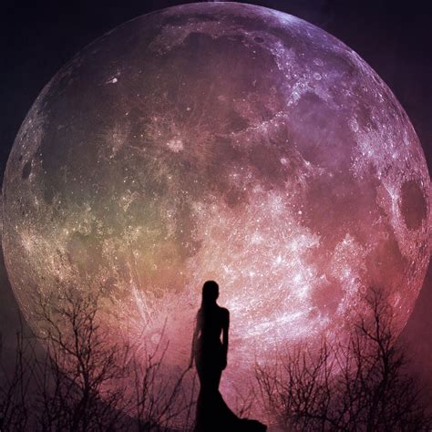 Goddess Moon Print Full Moon Fine Art Photo Woman Silhouette Etsy