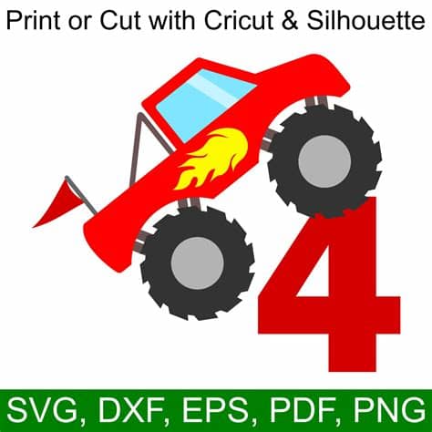 You can use these free icons and png images for your photoshop design, documents, web sites, art projects or google presentations, powerpoint templates. 4th Birthday SVG Monster Truck | Monster truck birthday ...