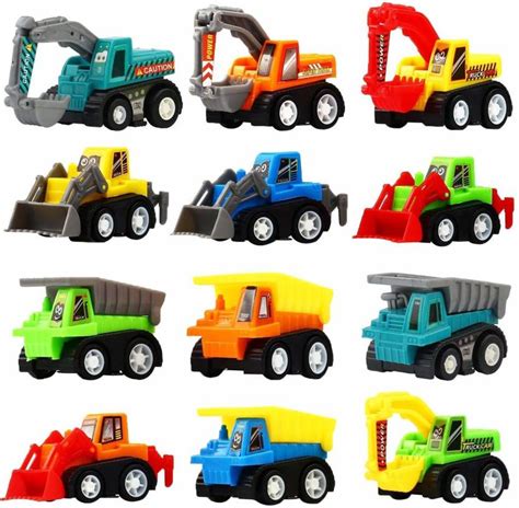 Enorme Jcb Construction Vehicles 12 Pieces Toy Set Mini Size Push And