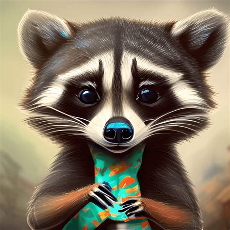 Chibi Raccoon In Bandana Digital Graphic · Creative Fabrica