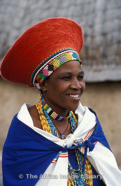 Africa Zulu Married Woman Wearing A Traditional Hat Kwazulu Natal