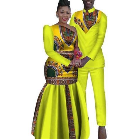 African Couples Sets Man And Women Matching Dashiki Print V11700 African Attire For Men
