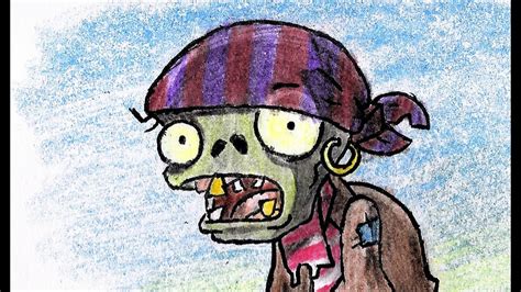 Como dibujar un zombie pirata (plantas vs zombies 2) | Speed drawing