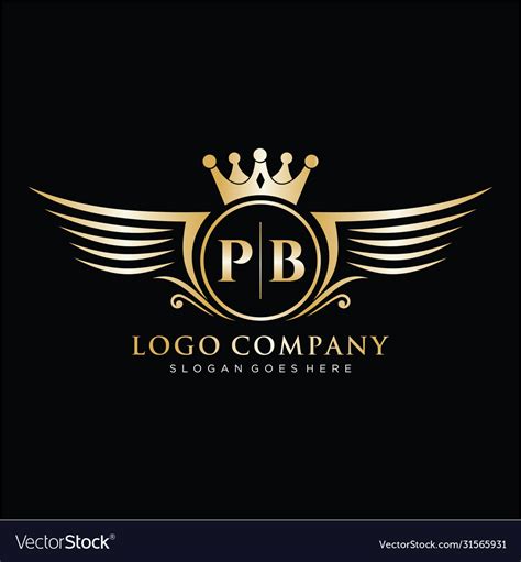 Pb Letter Initial With Royal Wing Logo Template Vector Image