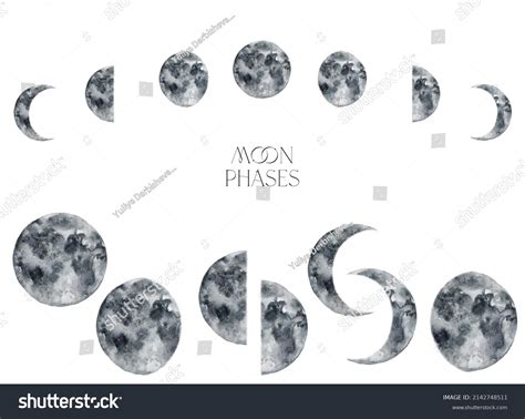 Watercolor Abstract Card Dark Moon Phases Stock Illustration 2142748511