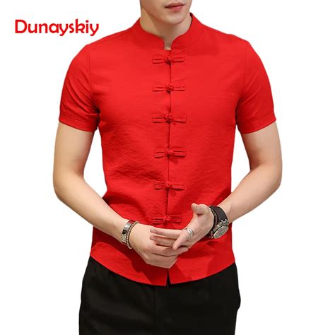 new 2019 spring mandarin collar casual chinese men shirt culture short sleeve chinese