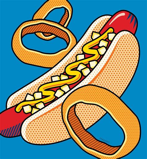 Art movement that gained popularity in the 1960's. Pop Art Digital Art - Hotdog On Blue by Ron Magnes | Pop ...