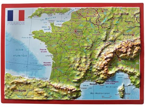 Raised Relief Map France Postcard As 3d Map