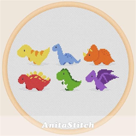 You may print them and use them for your own from the designer, welcome to my cross stitch site. Little dinosaurs - Cross stitch pattern in 2020 | Cross ...