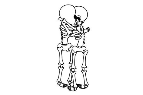 Skeletons Hugging Drawing