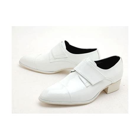 Mens White Synthetic Leather Slip On Dress Shoes