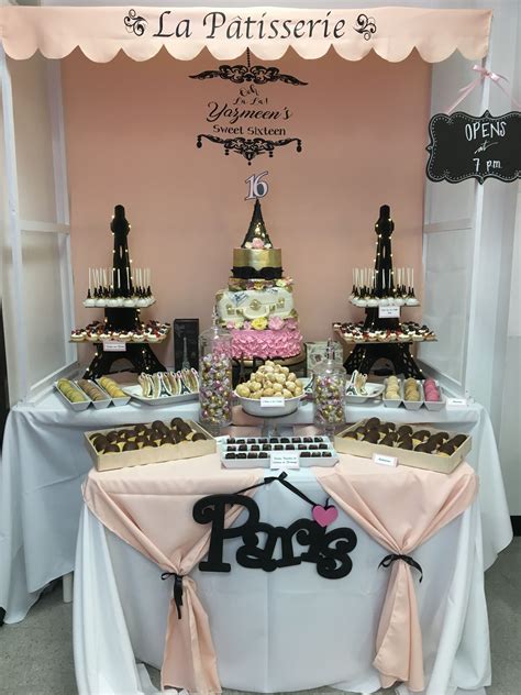 Paris theme sweet sixteen dessert table | Sweet sixteen dessert table
