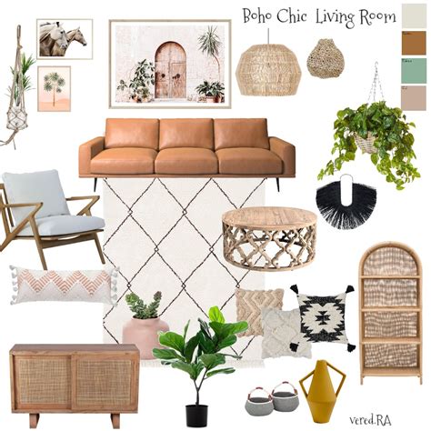 Boho Chic Living Room Interior Design Mood Board By Vered Ra Style