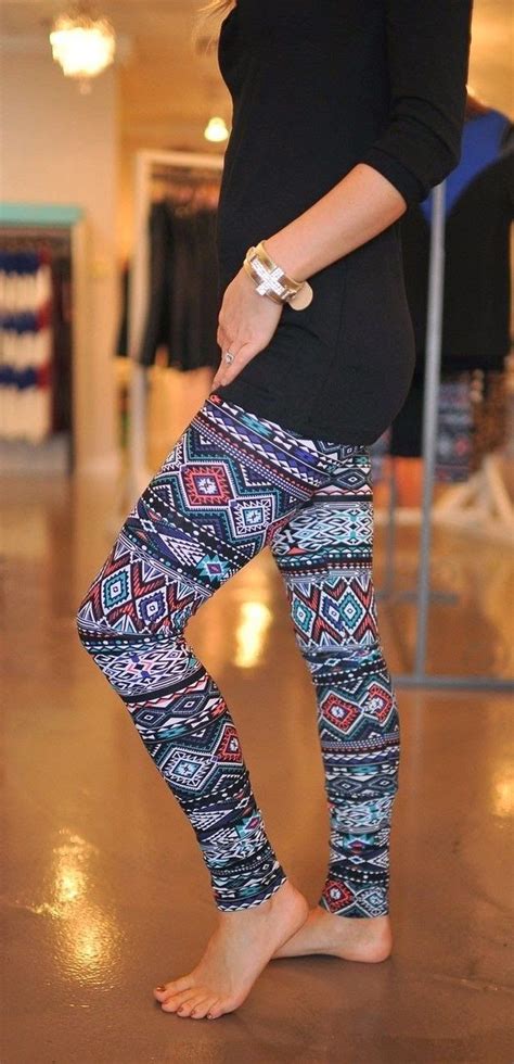 stylish aztec legging with black top bespoke victim fashion dottie couture boutique aztec