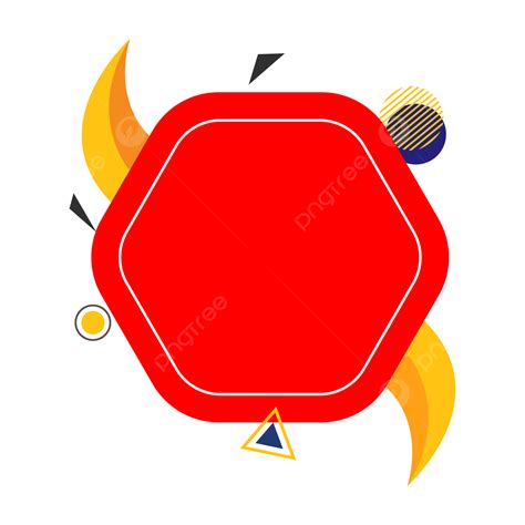Gambar Desain Vektor Label Spanduk Kotak Teks Merah Bulat Pola Bentuk