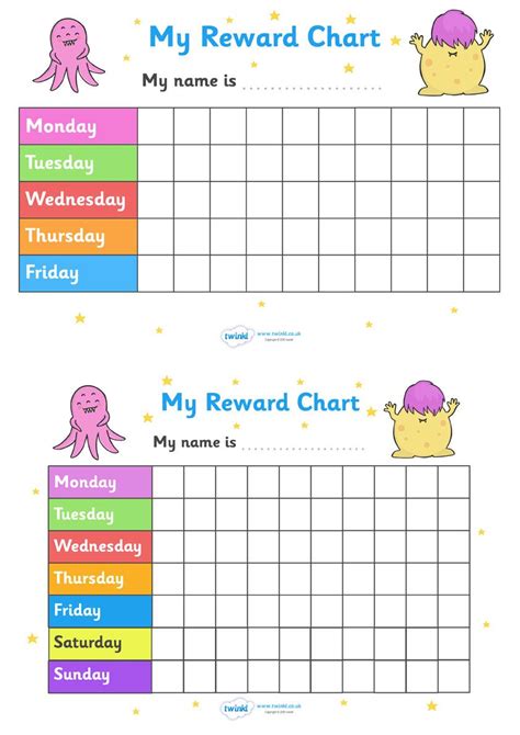 Reward Chart For Kindergarten