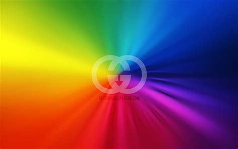 Download Wallpapers Gucci Logo 4k Vortex Rainbow Backgrounds
