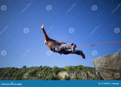 Jump Off A Cliff With A Rope Stock Image Image Of Outdoors