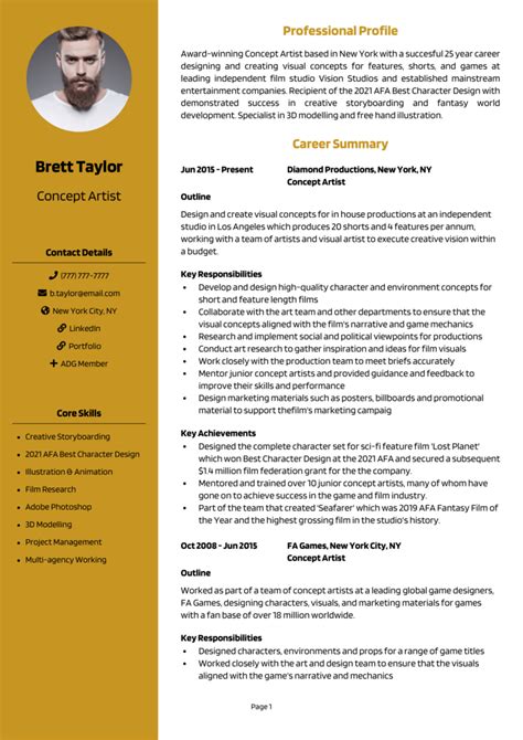 Concept Artist Resume Example Guide Get A Great Job