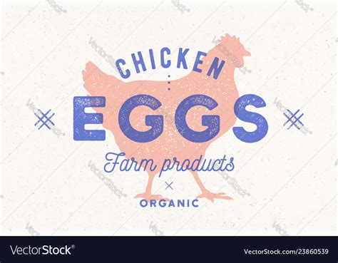 Chicken Eggs Vintage Hand Drawn Logo Retro Print Vector Image