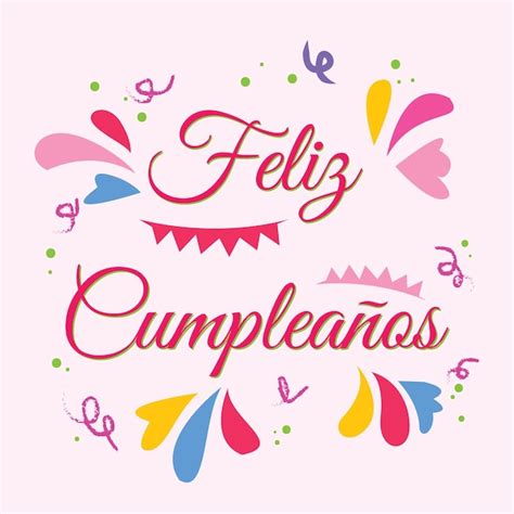 Feliz Cumpleaños En Español Feliz Cumpleaños Vector Premium