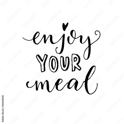 Enjoy Your Meal Vector Calligraphy For Cafe Cards And Posters Stock