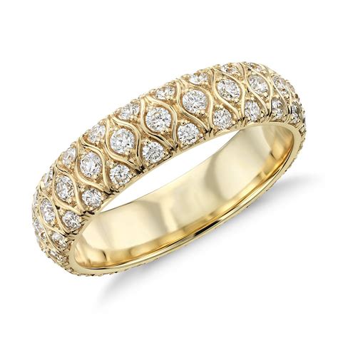 Radiance Diamond Eternity Ring In 18k Yellow Gold 095 Ct Tw Blue