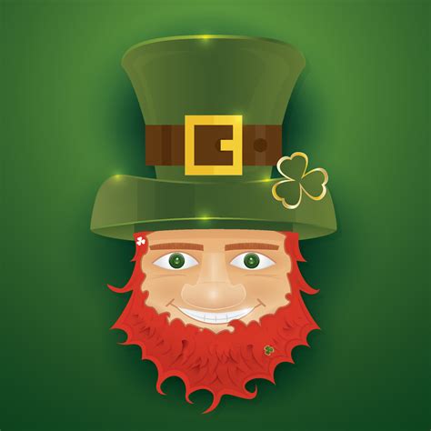 Portrait Of Leprechaun Irish Man With Clover Leaf And Hat St Patrick
