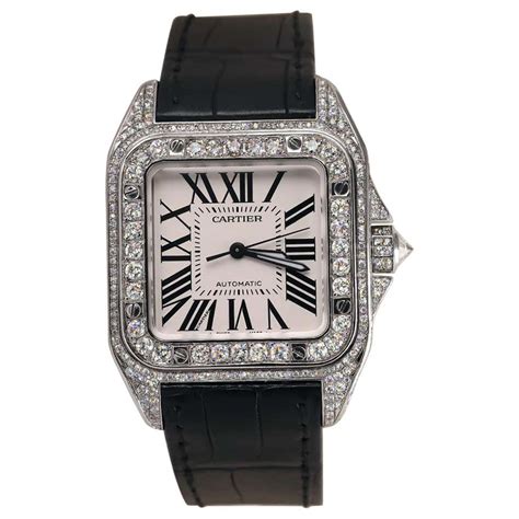 Cartier Santos Custom Iced Out Vvs Emerald Cut Diamond Roman Numeral